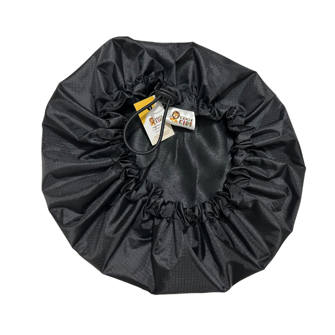 Adjustable Satin Lined Shower Hair Bonnet (BLACK)
